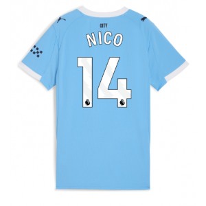 Manchester City Nico Gonzalez #14 Jalkapallovaatteet Naisten Kotipaita 2025-26 Lyhythihainen